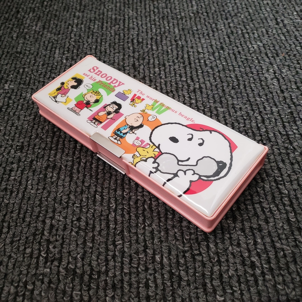 Snoopy Peanuts Pencil Case Dubble sided Japan Retro Rare Collectible Vtg NWOT